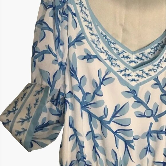 Gretchen Scott Provence Maxi Dress Women's Size Large Weed Whacker Hummingbird H - Picture 6 of 7